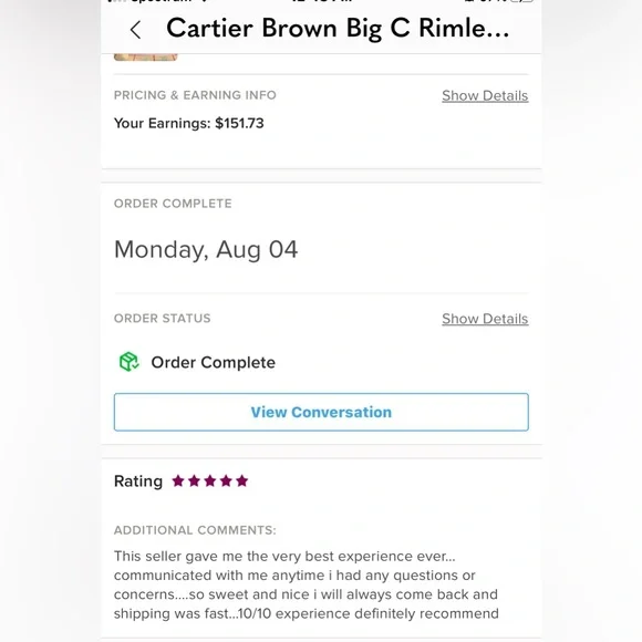 Cartier Big C Rimless Unisex Sunglasses - Picture 8 of 9